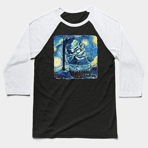 Girl Van Gogh Style Baseball T-Shirt by todos